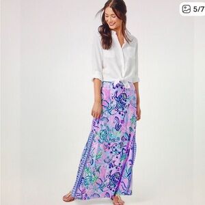 Lilly Pulitzer Vibrant Pink and Blue Maxi Skirt